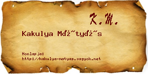 Kakulya Mátyás névjegykártya